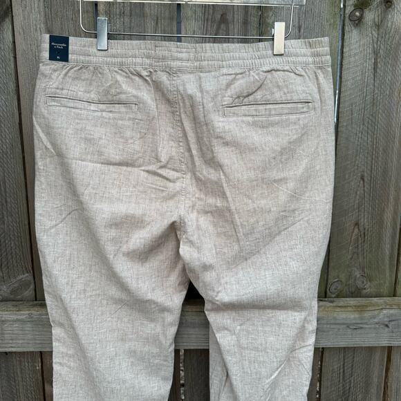 Abercrombie & Fitch Pants Stretch Size XL Cotton Linen Blend Beige NWT - Picture 6 of 9